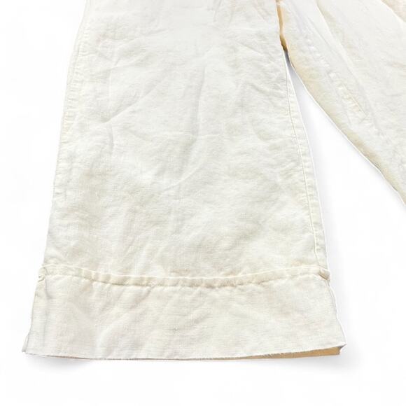 J.Jill 100% Linen Wide Leg Cropped Cream Pants Womens 14 Coastal Lagenlook Lined - Picture 2 of 10